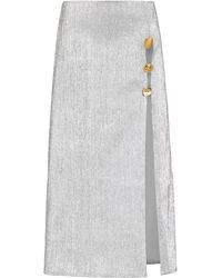 Franchise - Exclusive Emanuelle Buttoned Lamé Midi Skirt - Lyst