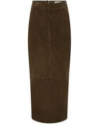 St. Agni - Low-Rise Suede Maxi Skirt - Lyst