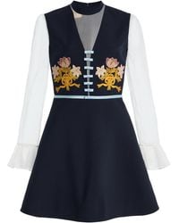 Valentino Garavani - Embroidered Virgin-Wool Blend Mini Skirt - Lyst