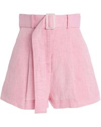 Matthew Bruch - High-Rise Pleated Linen Shorts - Lyst