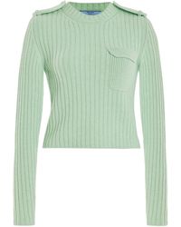 Prada - Cropped Knit Cashmere Sweater - Lyst