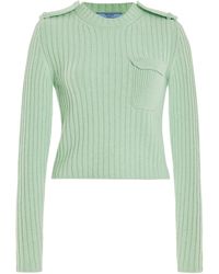 Prada - Cropped Knit Cashmere Sweater - Lyst
