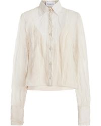 Brandon Maxwell - The Billie Shrunken Metallic Organza Shirt - Lyst