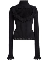 Balenciaga - Cotton Rib Knit Heart Cutout Sweater - Lyst