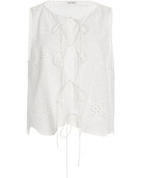 Matteau - Cotton Broderie Anglaise Tie-Front Top - Lyst