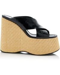 Paris Texas - Mara Croc-Effect Leather Platform Sandals - Lyst