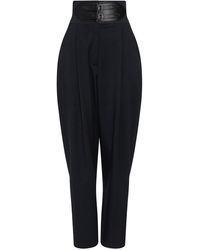 Alaïa - Belted Stretch-wool Cropped Pants - Lyst