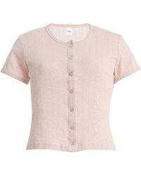 Leset - Pointelle-Knit Cotton Short-Sleeve Cardigan - Lyst
