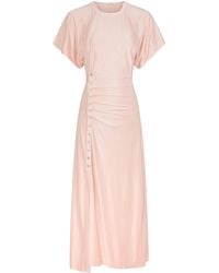 Rabanne - Gathered Satin Jersey Midi Dress - Lyst