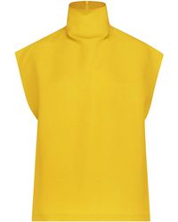 Alaïa - High-Neck Poplin Top - Lyst
