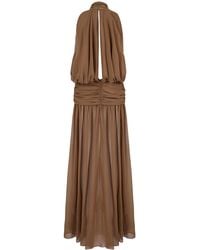 De La Vali - Cruz Crepe Tie-Neck Maxi Dress - Lyst