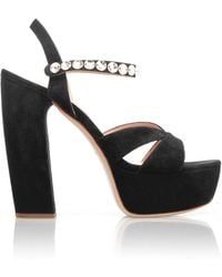 Miu Miu - Embellished Strap Platform Sandals - Lyst