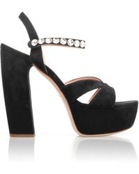 Miu Miu - Embellished Strap Platform Sandals - Lyst