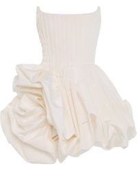 Carolina Herrera - Pleated Silk Faille Mini Dress - Lyst