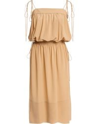 Saint Laurent - Silk Crepe De Chine Midi Balloon Dress - Lyst
