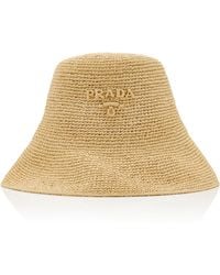 Prada - Raffia Bucket Hat - Lyst