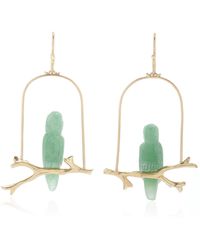 Annette Ferdinandsen - Amazon Parrot 14k Yellow Gold Aventurine Earrings - Lyst