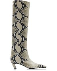 KHAITE - Davis Embossed-leather Knee Boots - Lyst