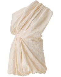 Siedres Zaye Lace-trimmed Crepe Mini Dress in Natural | Lyst Siedres Zaye Lace-trimmed Crepe Mini Dress in Natural | Lyst