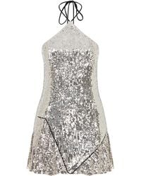 ila moss strapless sequined mini dress ILA THE BRAND Moss Strapless Sequined Mini Dress in Gray