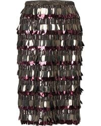 Carolina Herrera - Sequined Silk Double Georgette Knee-Length Skirt - Lyst