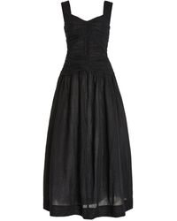 Posse Exclusive Sofia Linen-cotton Midi Dress - Black
