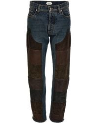 Versace - Patchwork Mid-Rise Straight-Leg Jeans - Lyst