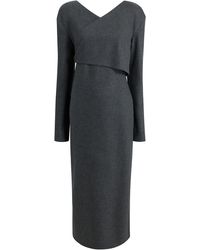 KHAITE - Aubrey Wrap-Front Wool Midi Dress - Lyst