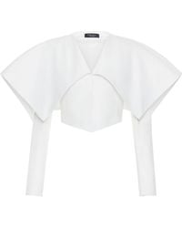A.W.A.K.E. MODE - Collared Stretch-Poplin Cropped Blazer - Lyst