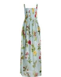 Oscar de la Renta - Floral Cotton-Voile Maxi Dress - Lyst