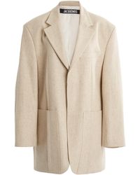 Jacquemus Oversized Linen-blend Blazer - Natural