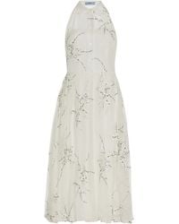 Prada - Embroidered Silk-cotton Midi Shirt Dress - Lyst