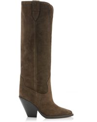 Isabel Marant - Lomero Suede Knee Western Boots - Lyst