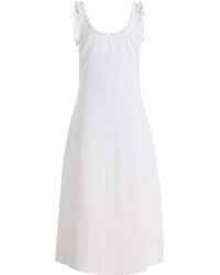 Posse - Florence Ruffled Linen Midi Dress - Lyst