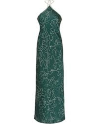 Maggie Marilyn Pining For You Printed Crepe Halterneck Dress - Green