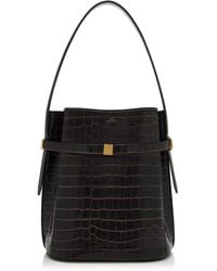 TOTEME - Belted Croco-Embossed Bucket Bag - Lyst