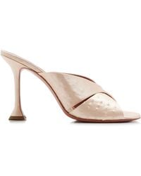 AMINA MUADDI - Salma Ostrich-Effect Satin Sandals - Lyst