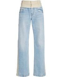 Stella McCartney - Paneled Denim And Twill Wide-leg Jeans - Lyst
