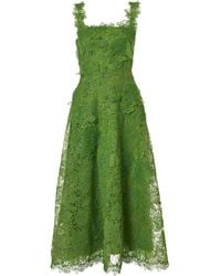 Carolina Herrera - Hydrangea Floral Lace Midi Dress - Lyst