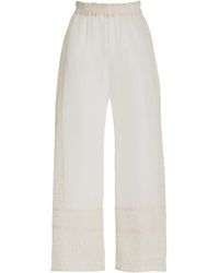 All That Remains - Promise Hand-embroidered Silk Wide-leg Pants - Lyst