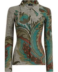 Etro - Paisley-Jacquard Wool Cardigan - Lyst