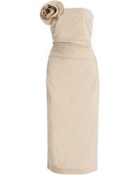 BERNADETTE - Vera Brooch-Detailed Cotton Midi Dress - Lyst