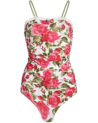 Chloé - Printed Ruched One-Piece Swimsuit - Lyst