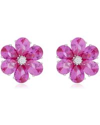 Anabela Chan - Marguerite Daisy 18k White Gold Sapphire And Diamond Earrings - Lyst
