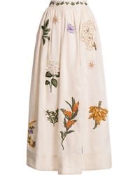 Agua Bendita - Tangelo Embroidered Linen Maxi Skirt - Lyst