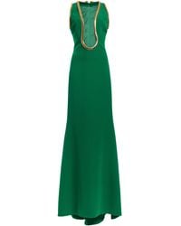 Elie Saab - Gold-trimmed Heavy Crepe Gown - Lyst