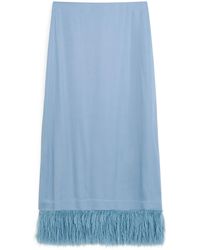 By Malene Birger - Palomie Feather-Trimmed Crepe Maxi Skirt - Lyst