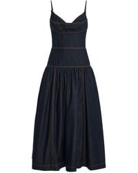 Zimmermann - Drop Waist Denim Midi Dress - Lyst