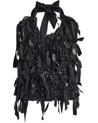 KHAITE - Tevis Fringed Plonge Leather Halter Top - Lyst