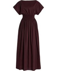 Matteau - Shirred-Waist Cotton Midi Dress - Lyst